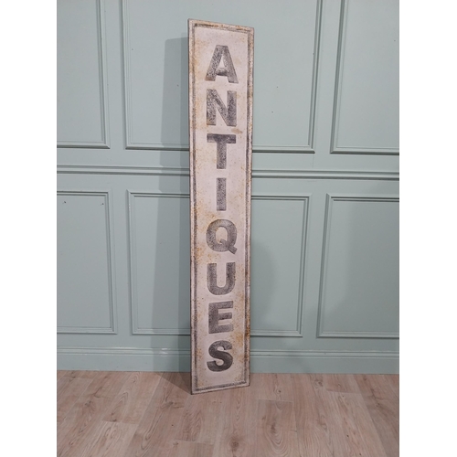 123 - Metal Antique sign. {191 cm H x 33 cm W}.