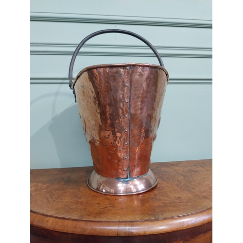 140 - Art Nouveau copper and metal  coal bucket with embossed floral detail. {50 cm  x 36 cm W x 32 cm D}.