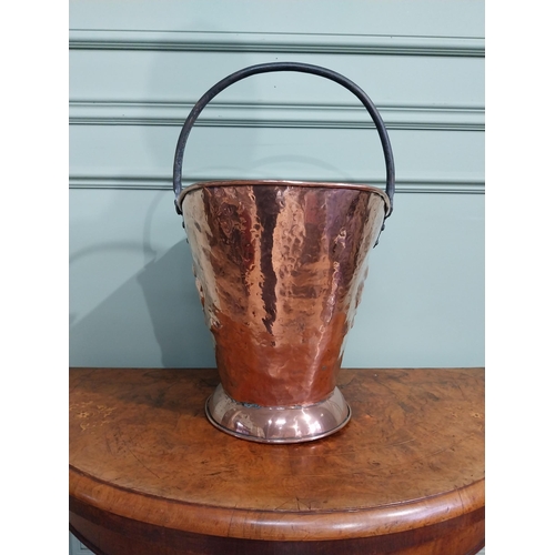 140 - Art Nouveau copper and metal  coal bucket with embossed floral detail. {50 cm  x 36 cm W x 32 cm D}.