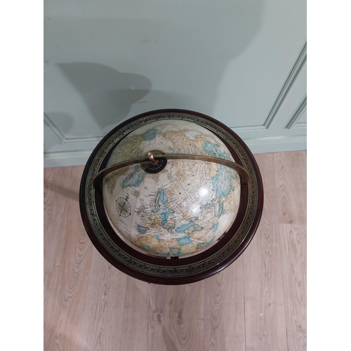 144 - Good quality world globe on mahogany stand. {98 cm H x 40 cm Dia.}.