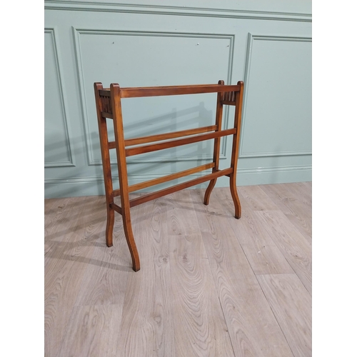 148 - Edwardian mahogany towel rail. {80 cm H x 78 cm W x 28 cm D}.