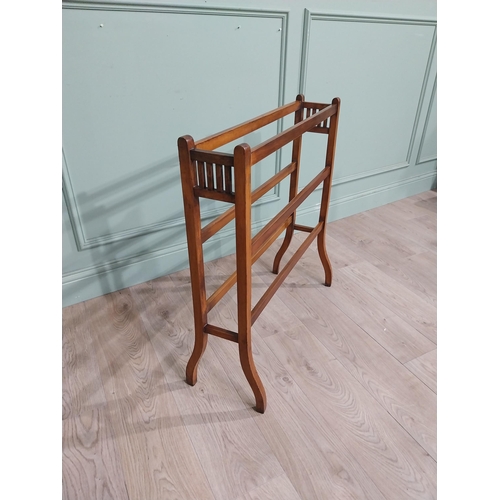 148 - Edwardian mahogany towel rail. {80 cm H x 78 cm W x 28 cm D}.