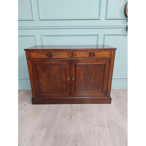 150 - Exceptional quality 19th C. Mahogany side cabinet with two short drawers over two long doors. {90 cm... 