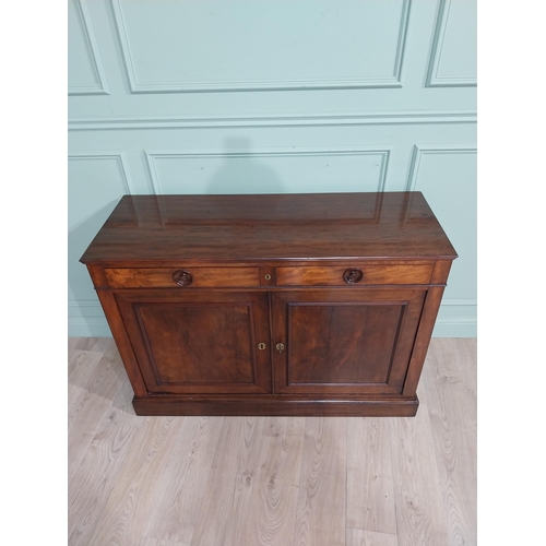 150 - Exceptional quality 19th C. Mahogany side cabinet with two short drawers over two long doors. {90 cm... 