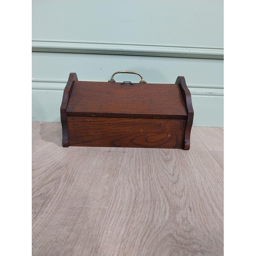 152 - Edwardian oak cutlery box with brass handle. {18 cm H x 29 cm W x 18 cm D}.