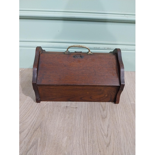 152 - Edwardian oak cutlery box with brass handle. {18 cm H x 29 cm W x 18 cm D}.