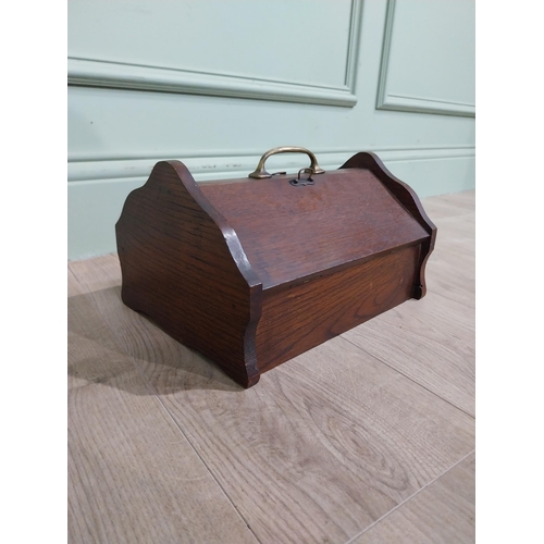 152 - Edwardian oak cutlery box with brass handle. {18 cm H x 29 cm W x 18 cm D}.