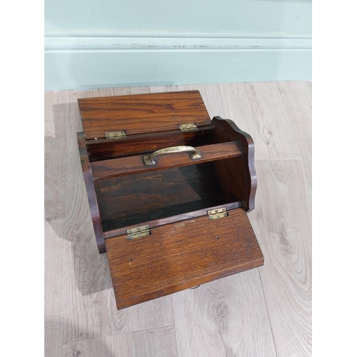 152 - Edwardian oak cutlery box with brass handle. {18 cm H x 29 cm W x 18 cm D}.