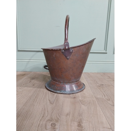 175 - 19th C. Copper coal helmet. {48 cm H x 38 cm W x 30 cm D}.