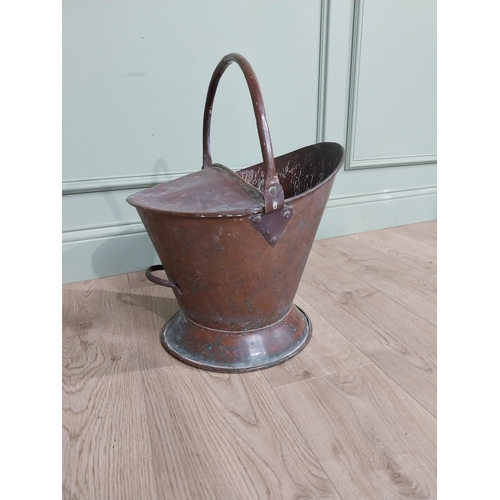 175 - 19th C. Copper coal helmet. {48 cm H x 38 cm W x 30 cm D}.