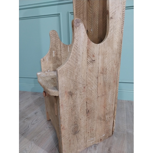 25 - Irish stripped pine porter�s chair with long drawer in frieze on square legs. {154 cm H x 51 cm W x ... 