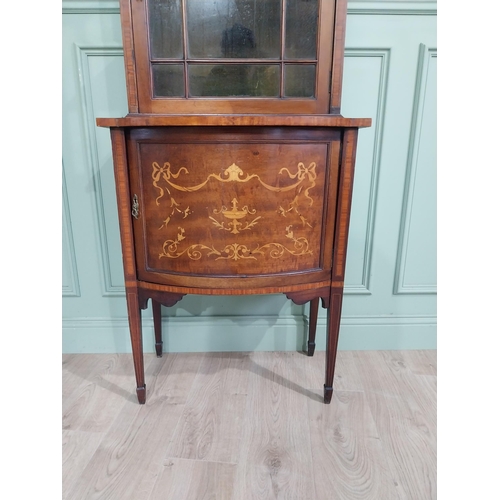 259 - Good quality Edwardian mahogany and satinwood display cabinet raised on tapered legs with single bow... 