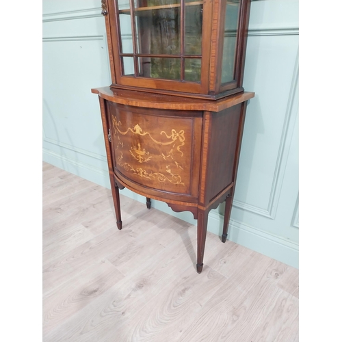 259 - Good quality Edwardian mahogany and satinwood display cabinet raised on tapered legs with single bow... 