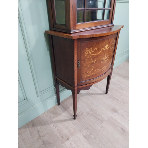 259 - Good quality Edwardian mahogany and satinwood display cabinet raised on tapered legs with single bow... 