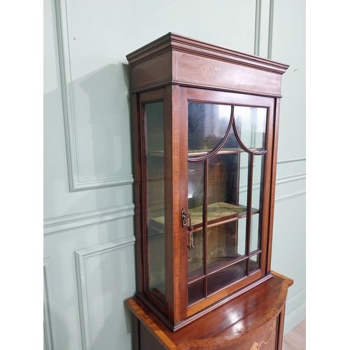 259 - Good quality Edwardian mahogany and satinwood display cabinet raised on tapered legs with single bow... 