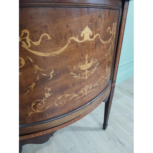 259 - Good quality Edwardian mahogany and satinwood display cabinet raised on tapered legs with single bow... 