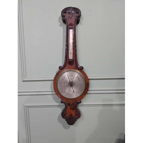 260 - 19th C. Rosewood banjo barometer. {103 cm H x 32 cm W}.