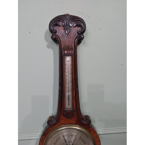 260 - 19th C. Rosewood banjo barometer. {103 cm H x 32 cm W}.