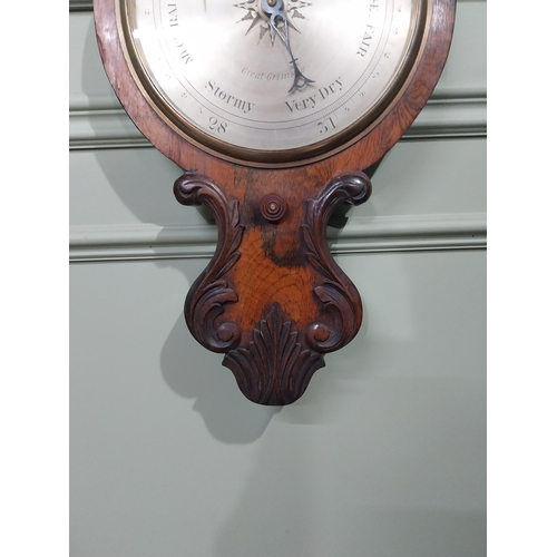 260 - 19th C. Rosewood banjo barometer. {103 cm H x 32 cm W}.