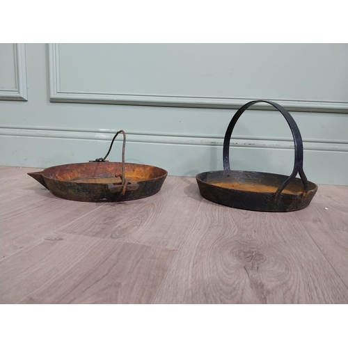 262 - Two early 20th C. Cast iron pans {15 cm H x 38 cm W x 30 cm D} approx.