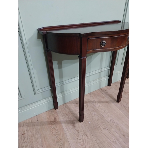 277 - Pair of mahogany shaped side tables in the Georgian style with drawer in frieze. {75 cm H x 82 cm W ... 