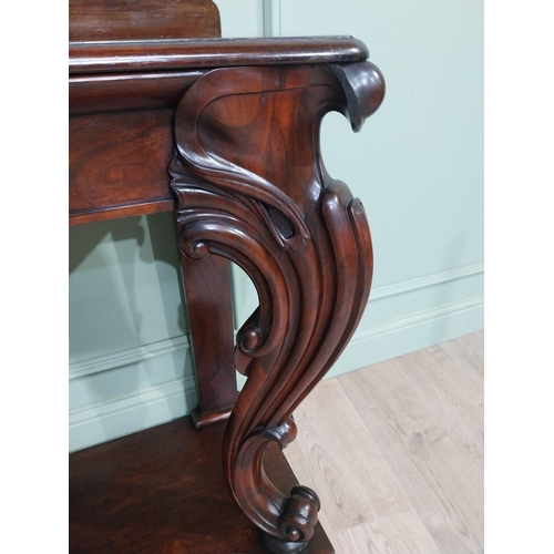 28 - Good quality William IV rosewood console table with gallery back raised on carved shaped legs on pla... 