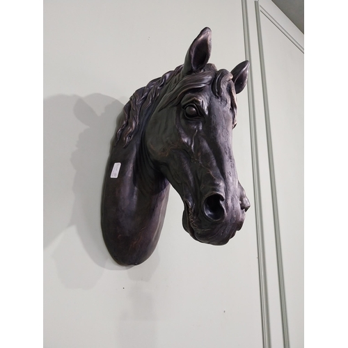 282 - Bronzed resin model of Horse's head. {49 cm H x 26 cm W x 33 cm W}.