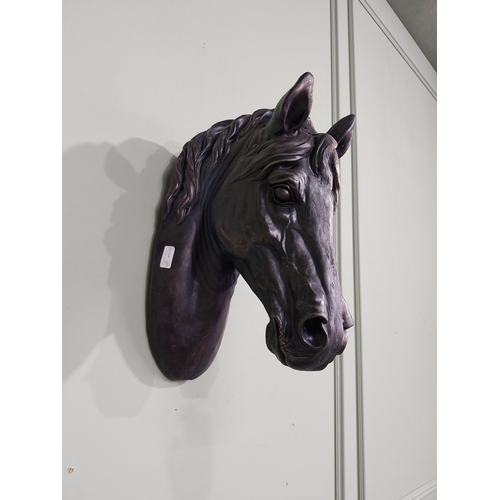 282 - Bronzed resin model of Horse's head. {49 cm H x 26 cm W x 33 cm W}.