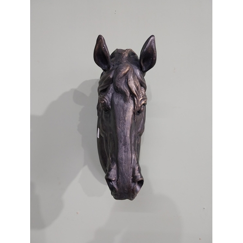 282 - Bronzed resin model of Horse's head. {49 cm H x 26 cm W x 33 cm W}.