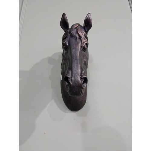 282 - Bronzed resin model of Horse's head. {49 cm H x 26 cm W x 33 cm W}.