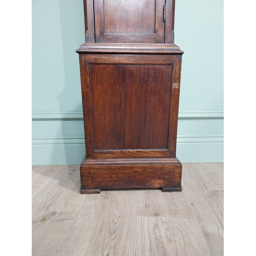 297 - 1950's oak Grandmother clock with gilded metal dial. {185 cm H x 35 cm W x 22 cm D}