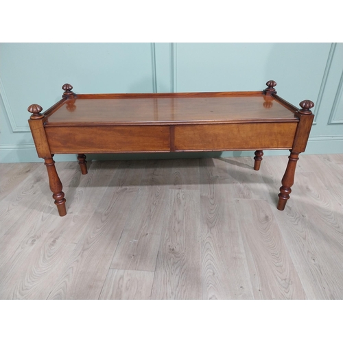 298 - 19th C. Mahogany two drawer coffee table. {57 cm H x 122 cm W x 48 cm D}.