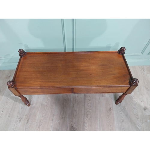 298 - 19th C. Mahogany two drawer coffee table. {57 cm H x 122 cm W x 48 cm D}.