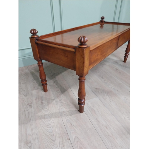 298 - 19th C. Mahogany two drawer coffee table. {57 cm H x 122 cm W x 48 cm D}.