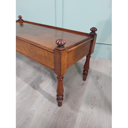 298 - 19th C. Mahogany two drawer coffee table. {57 cm H x 122 cm W x 48 cm D}.