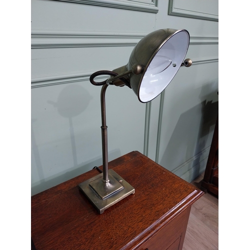 321 - Brushed brass desk lamp. {50 cm H x 25 cm W x 13 cm D}