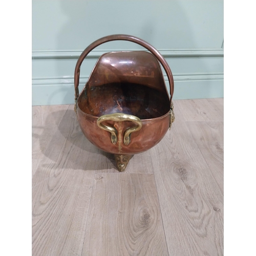 322 - 19th C. Copper and brass coal helmet. {38 cm H x 30 cm W x 35 cm D}.