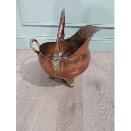 322 - 19th C. Copper and brass coal helmet. {38 cm H x 30 cm W x 35 cm D}.