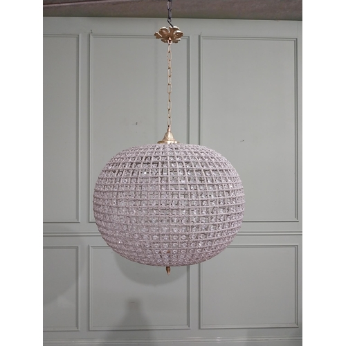 328 - French brass and crystal glass globe chandelier. {100 cm H x 60 cm Dia.}.