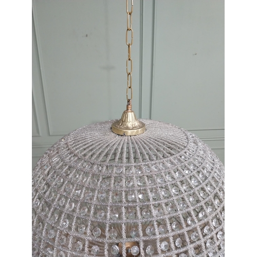 328 - French brass and crystal glass globe chandelier. {100 cm H x 60 cm Dia.}.