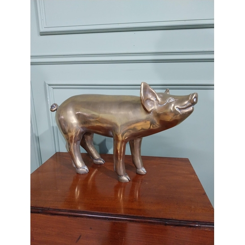 33 - Good quality brass model of a Pig. {33 cm H x 59 cm W x 16 cm D}.