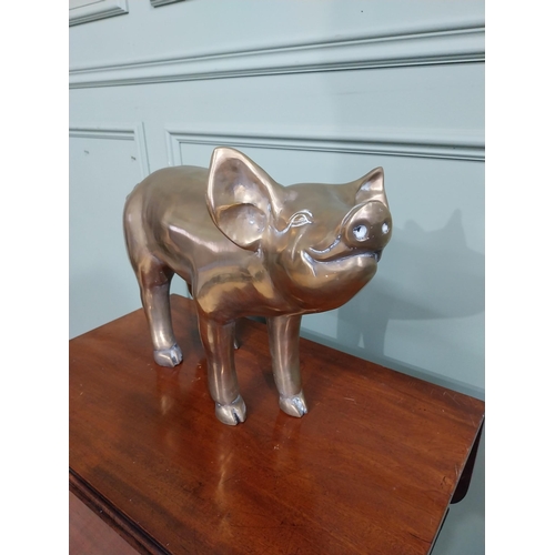 33 - Good quality brass model of a Pig. {33 cm H x 59 cm W x 16 cm D}.