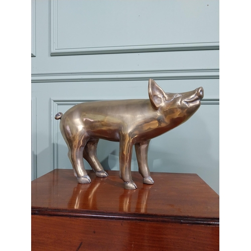 33 - Good quality brass model of a Pig. {33 cm H x 59 cm W x 16 cm D}.