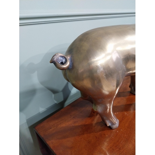 33 - Good quality brass model of a Pig. {33 cm H x 59 cm W x 16 cm D}.