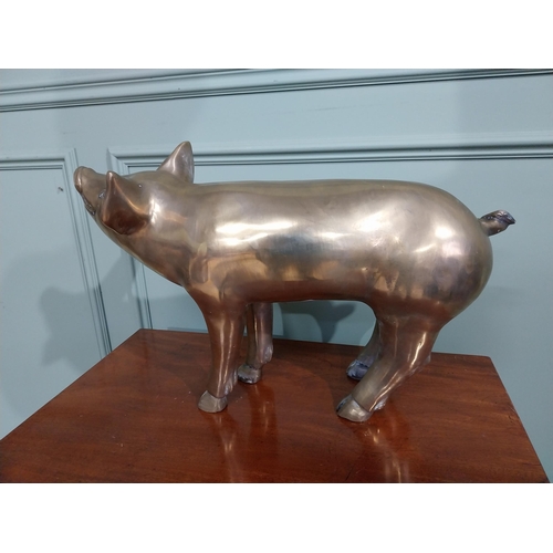 33 - Good quality brass model of a Pig. {33 cm H x 59 cm W x 16 cm D}.