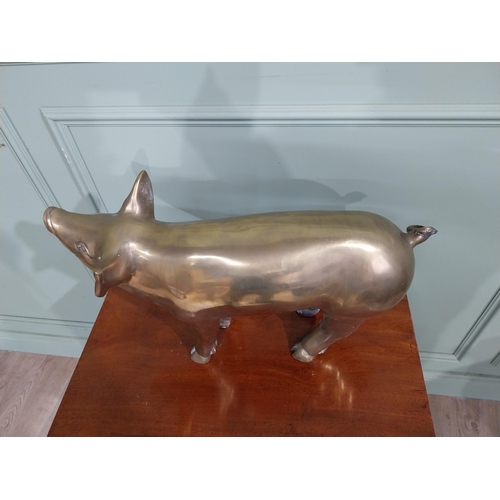 33 - Good quality brass model of a Pig. {33 cm H x 59 cm W x 16 cm D}.