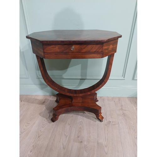 386 - William IV mahogany lamp table with single drawer in frieze raised on U  shaped support with platfor... 