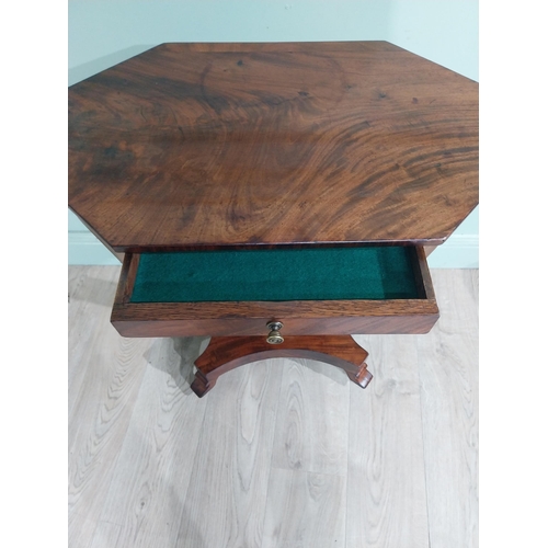 386 - William IV mahogany lamp table with single drawer in frieze raised on U  shaped support with platfor... 