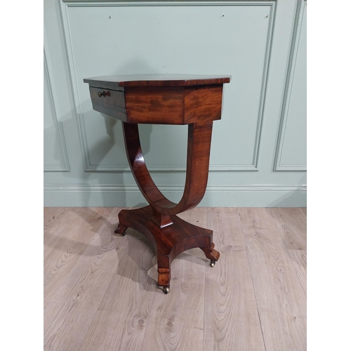 386 - William IV mahogany lamp table with single drawer in frieze raised on U  shaped support with platfor... 