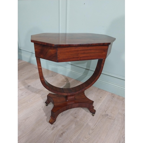 386 - William IV mahogany lamp table with single drawer in frieze raised on U  shaped support with platfor... 